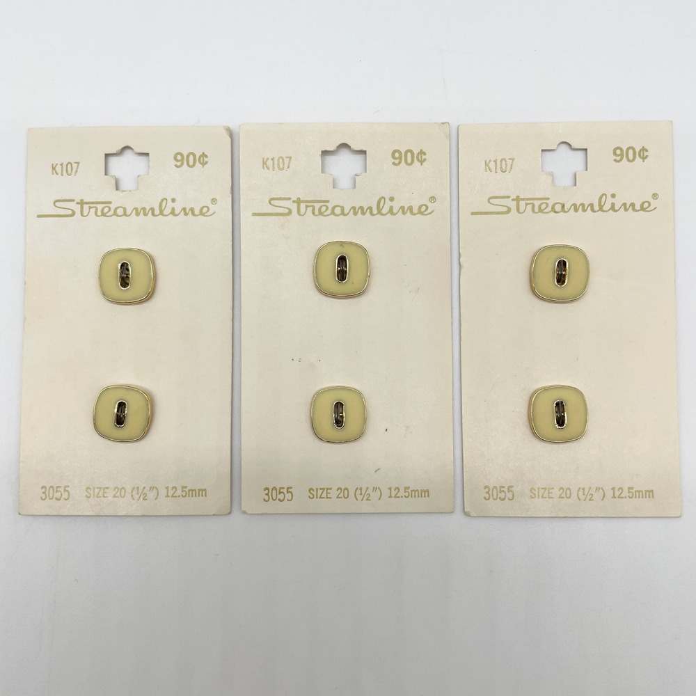 Vintage Streamline Sewing Buttons‎ Size 20 Minimalist Retro Crafting Lot of 3